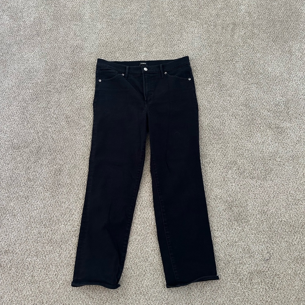 Express Jeans Black Straight Ankle High Rise